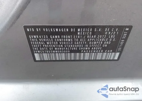 2021 Volkswagen Jetta 1.4T R-Line/1.4T S/1.4T Se from USA, damaged, VIN 3VWC57BU3MM083009